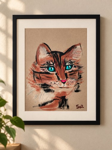 Original tabby cat - tabby, acrylic