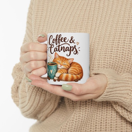 Coffee and catnaps - and, mug
